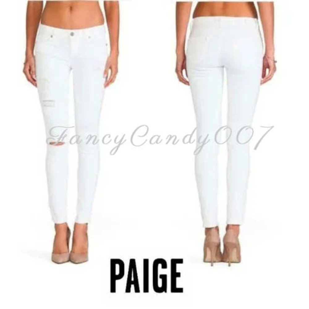 Paige Verdugo Ultra Skinny In Optic White Destructed Size 32 - Picture 12 of 12